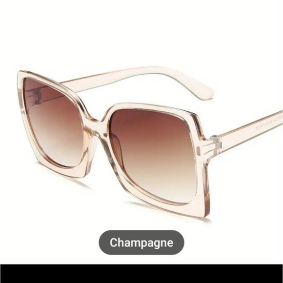 Accessories - Oversized Sunglasses Women Champagne Color. Trendy Fashion Cool Fun.